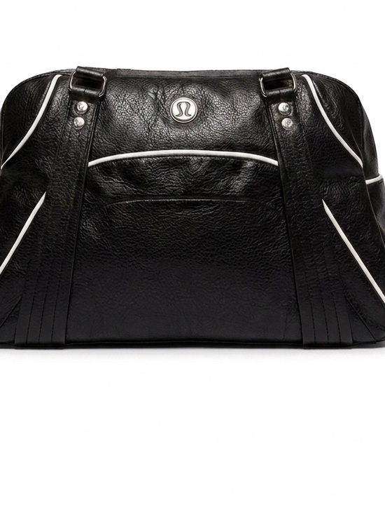 lululemon athletica Handbags - Lululemon Vintage Duffle Gym Travel Bag Black White Piping Retro 18x8